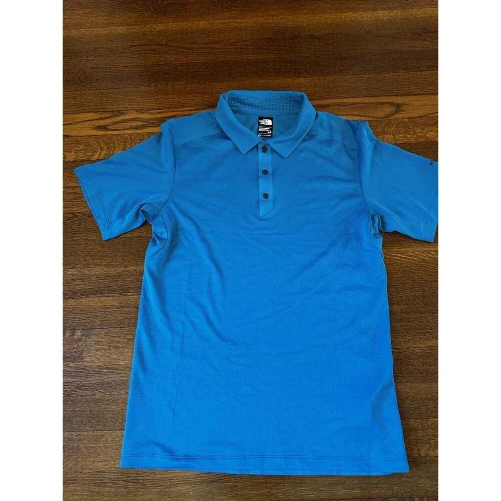 The North Face FlashDry Polo Shirt Mens Size Small Blue Short Sleeve Golf Hiking
